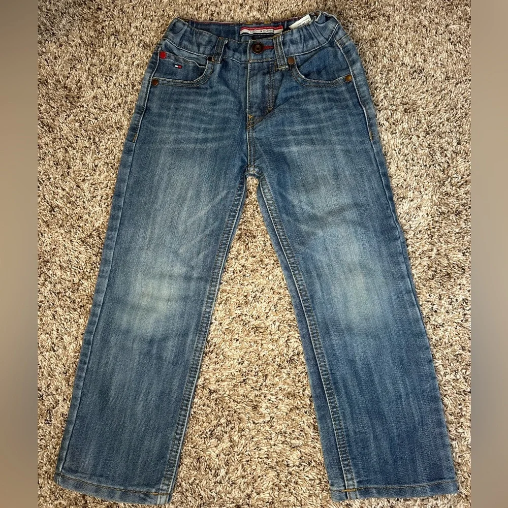 Tommy Hilfiger Boys Denim Jeans Revolution Slim Size 5 Adjustable Waist Snap/Zip